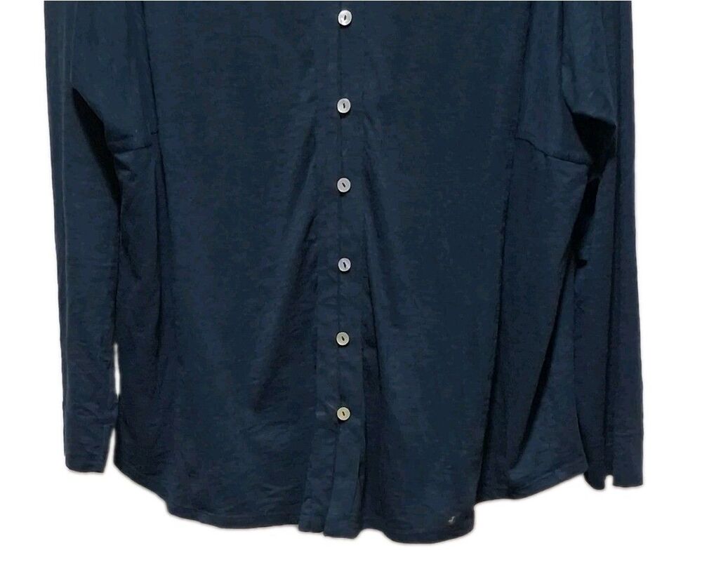 Relaxed Deep Teal Slub Cotton Blend Button-Up Shirt J. Jill Women’s Size M - Picture 5 of 15